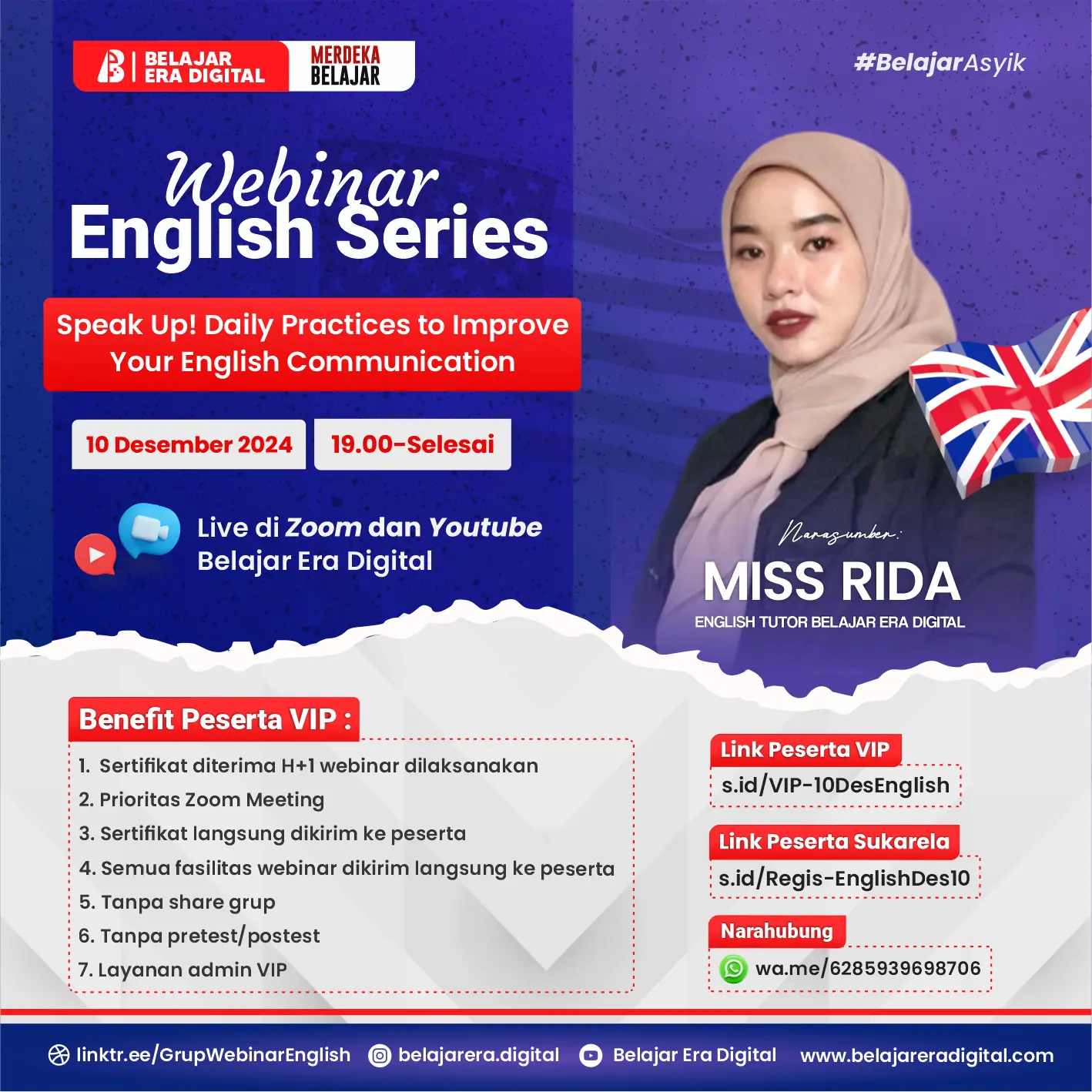 Webinar English Series : Speak Up! Daily Practices to Improve Your English Communication (10 Desember 2024)