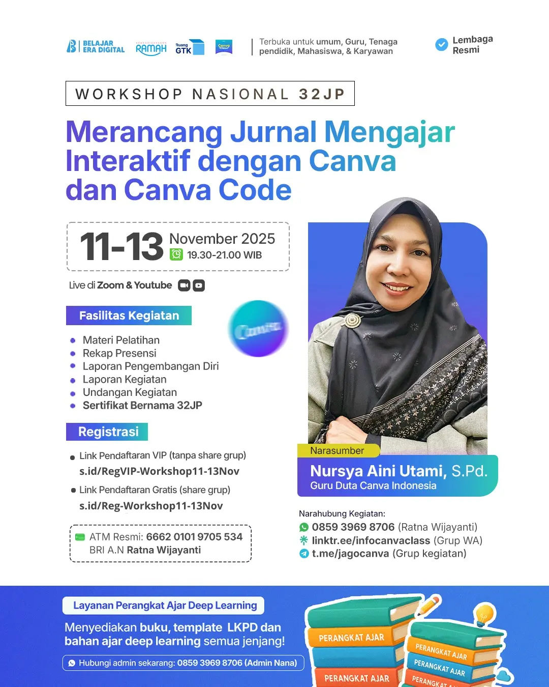 Workshop 32JP: Merancang Jurnal Mengajar Interaktif dengan Canva dan Canva Code (11-13 November 2025)