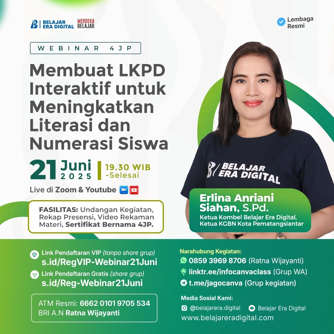 Webinar 4JP: Membuat LKPD Interaktif untuk Meningkatkan Literasi dan Numerasi Siswa (21 Juni 2025)