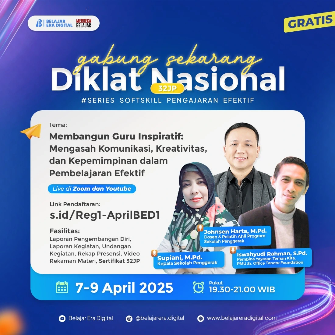 DikNas 32jp Membangun Guru Inspiratif: Mengasah Komunikasi, Kreativitas, dan Kepemimpinan dalam Pembelajaran Efektif (7-9 April 2025)